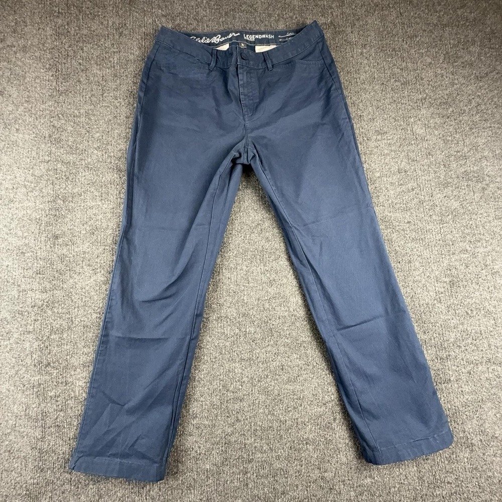 Eddie Bauer Pants Womens 12 Blue Legend Wash Curvy Straight Chino Stretch Casual